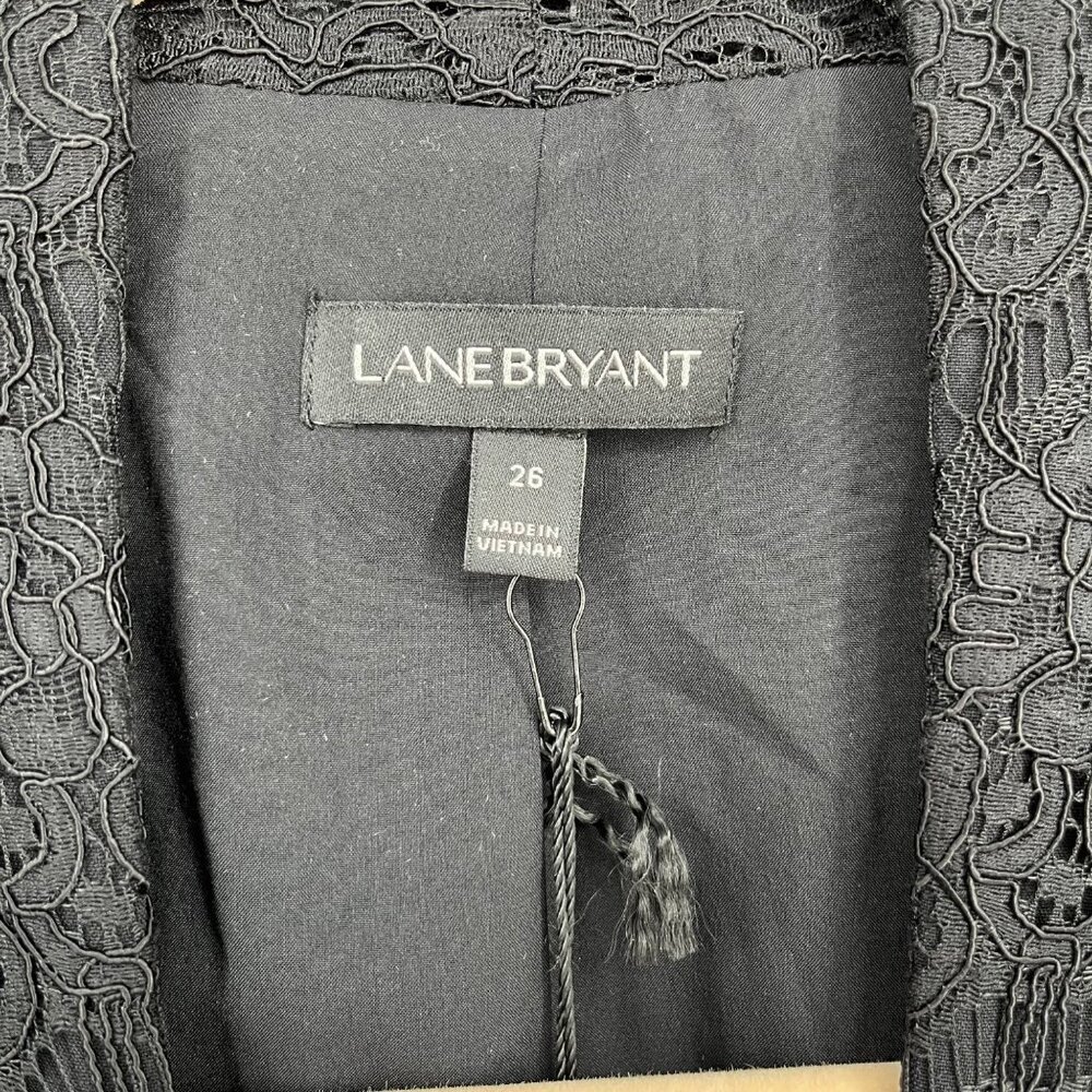 Lane Bryant Womens Business Blazer Size 26 Black Lace Collar Snap Stretch NWT - Picture 7 of 16